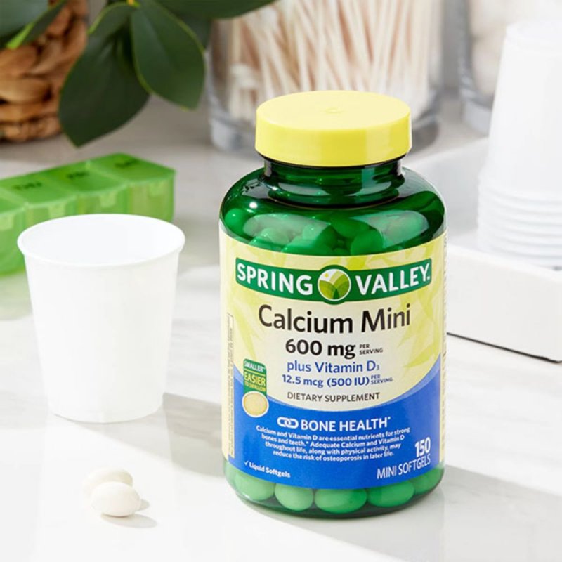 Calcium Mini plus Vitamin D3 Mini Softgels Capsules, 150 Count